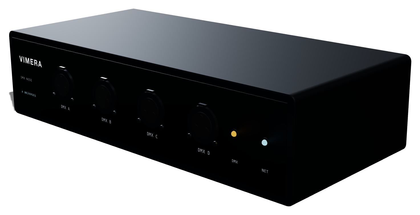 Vimera DMX Node 4, four XLR outputs